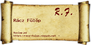 Rácz Fülöp névjegykártya